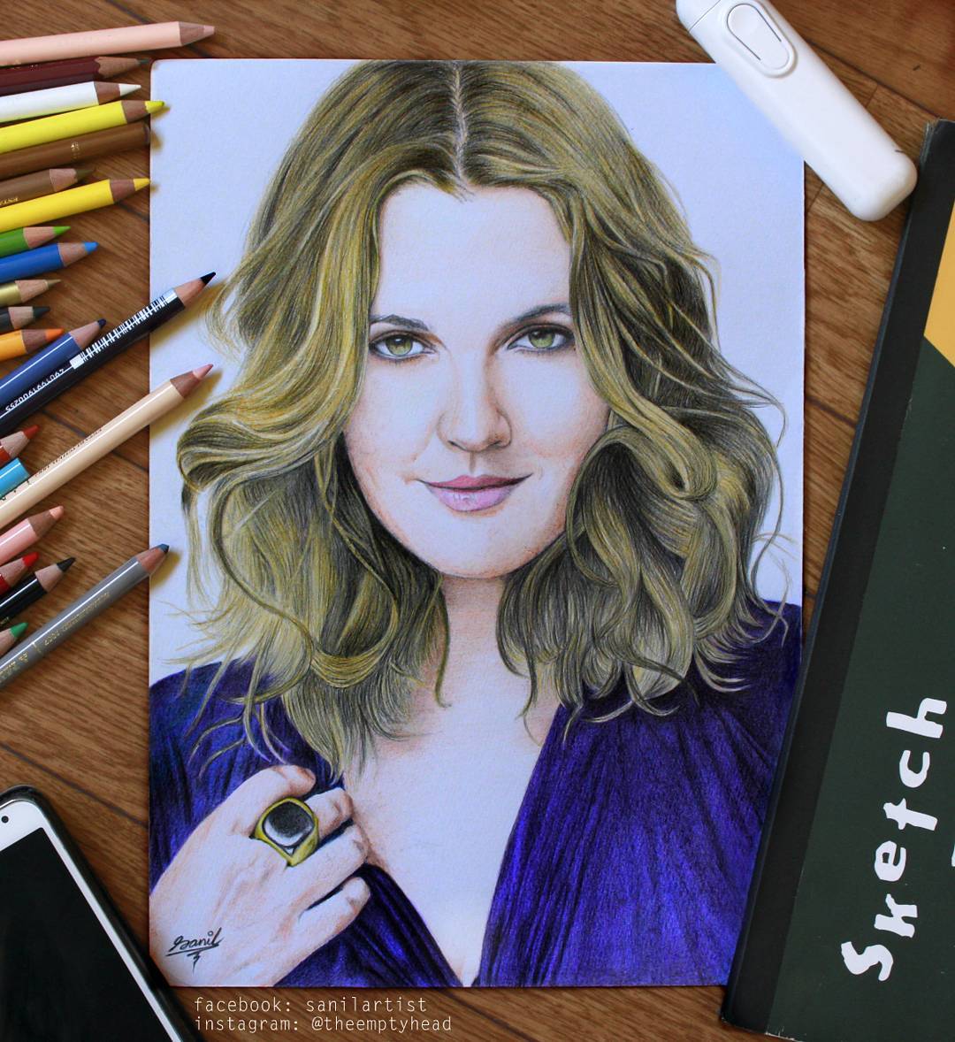 Drew Barrymore pencil drawing